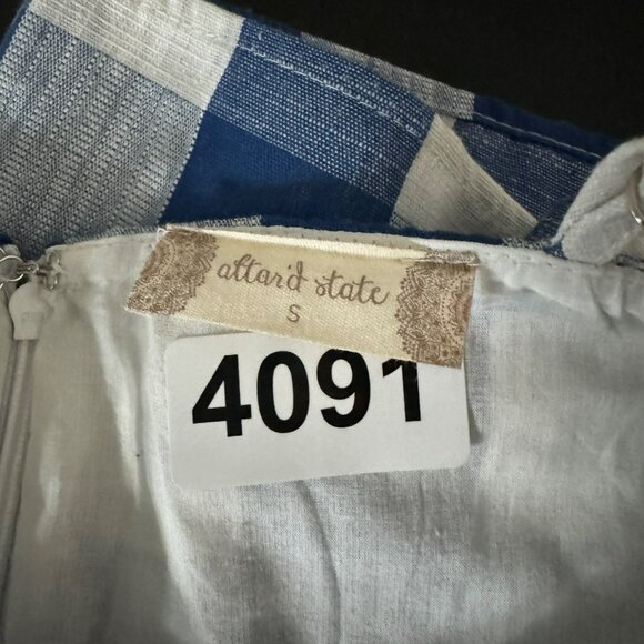 🟣🟣 Altar'd State Womens Blue Wrap Tie Side Mini Dress Checkered Size Small - Picture 10 of 12